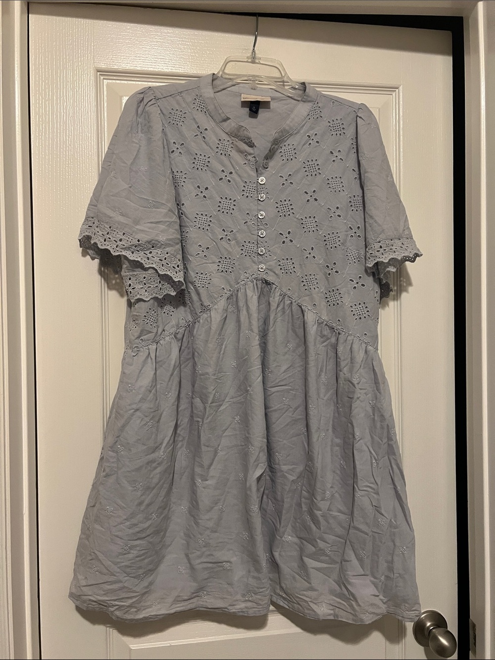Universal Thread Light Blue Eyelet Button-Front Dress